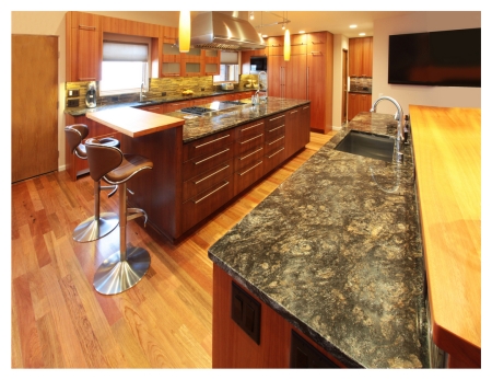 Cosmos granite kitchen by Rocky Mountain Stone. 